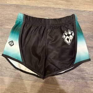 Green and black cheer athletics shorts. NWOT youth medium